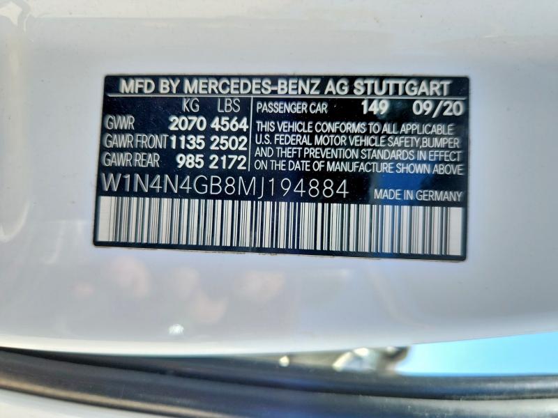 Aukcja sprzedaży 2021 Mercedes-benz Gla, vin: W1N4N4GB8MJ194884, numer aukcji: 65266136