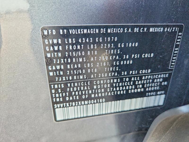 Продаж на аукціоні авто 2022 Volkswagen Taos, vin: 3VVTX7B2XNM004160, номер лоту: 66516936