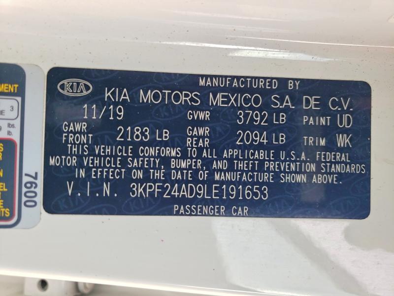 63850276 :رقم المزاد ، 3KPF24AD9LE191653 vin ، 2020 Kia Forte مزاد بيع