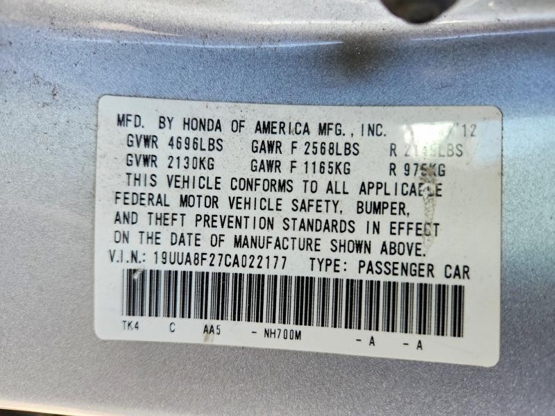 Продажа на аукционе авто 2012 Acura Tl, vin: 19UUA8F27CA022177, номер лота: 67151586