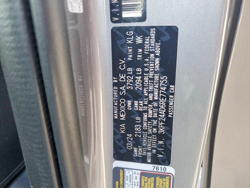 Aukcja sprzedaży 2024 Kia Forte, vin: 3KPF24AD6RE774755, numer aukcji: 64740706