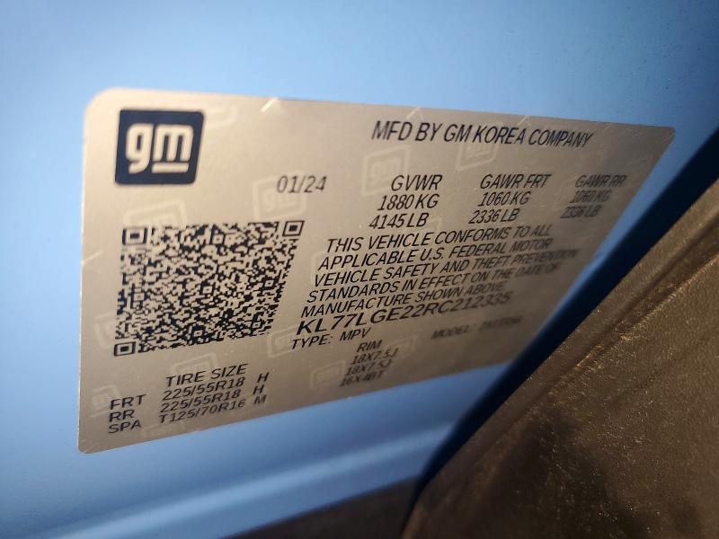 Продажа на аукционе авто 2024 Chevrolet Trax, vin: KL77LGE22RC212335, номер лота: 67290526