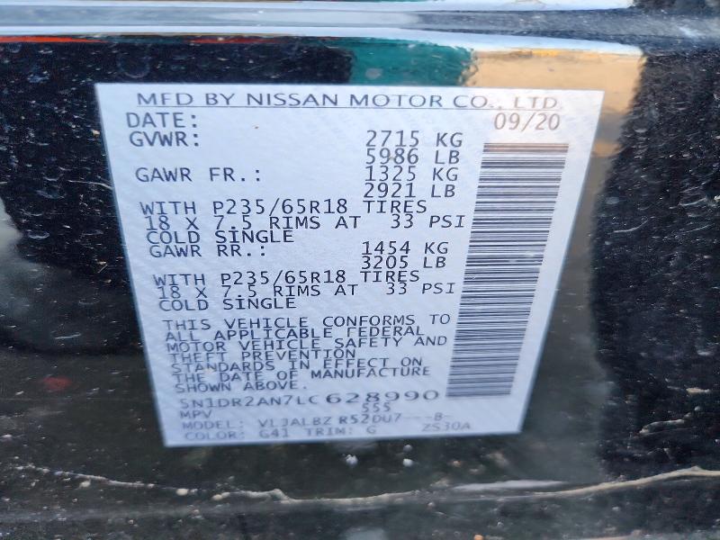 Aukcja sprzedaży 2020 Nissan Pathfinder, vin: 5N1DR2AN7LC628990, numer aukcji: 67188716