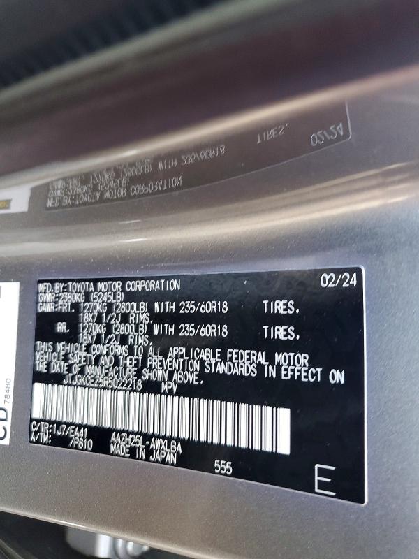 65945596 :رقم المزاد ، JTJGKCEZ5R5022218 vin ، 2024 Lexus Nx 350h مزاد بيع