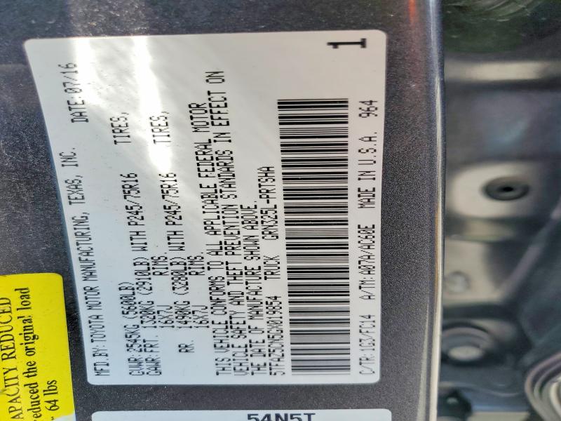 64275296 :رقم المزاد ، 5TFAZ5CN5GX019854 vin ، 2016 Toyota Tacoma مزاد بيع