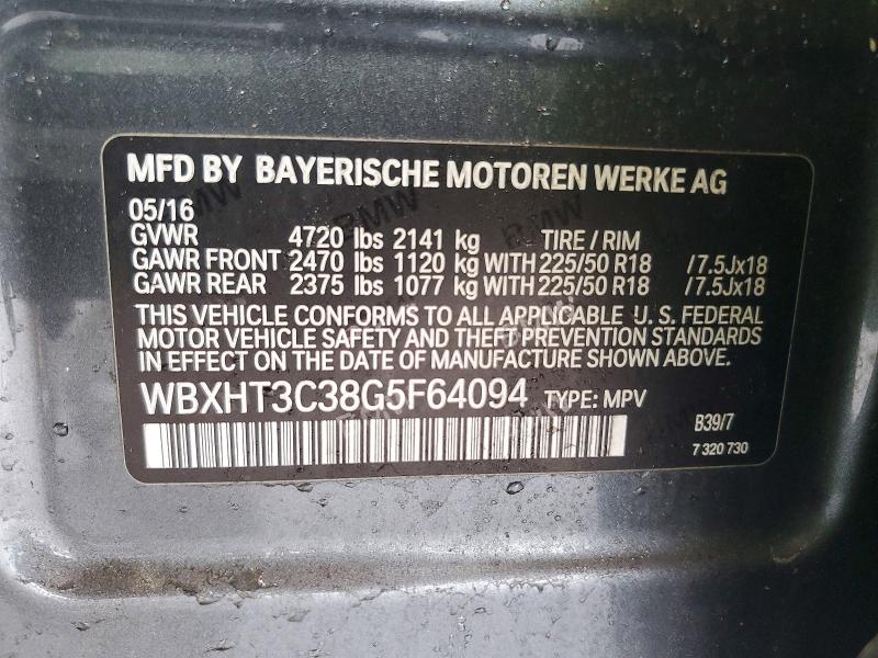 Auction sale of the 2016 Bmw X1, vin: WBXHT3C38G5F64094, lot number: 65364306