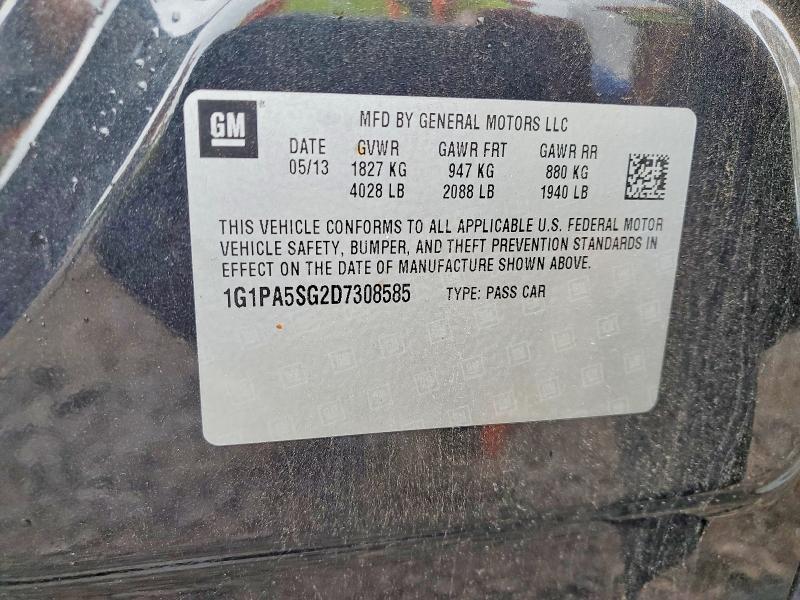 Продажа на аукционе авто 2013 Chevrolet Cruze, vin: 1G1PA5SG2D7308585, номер лота: 63847066