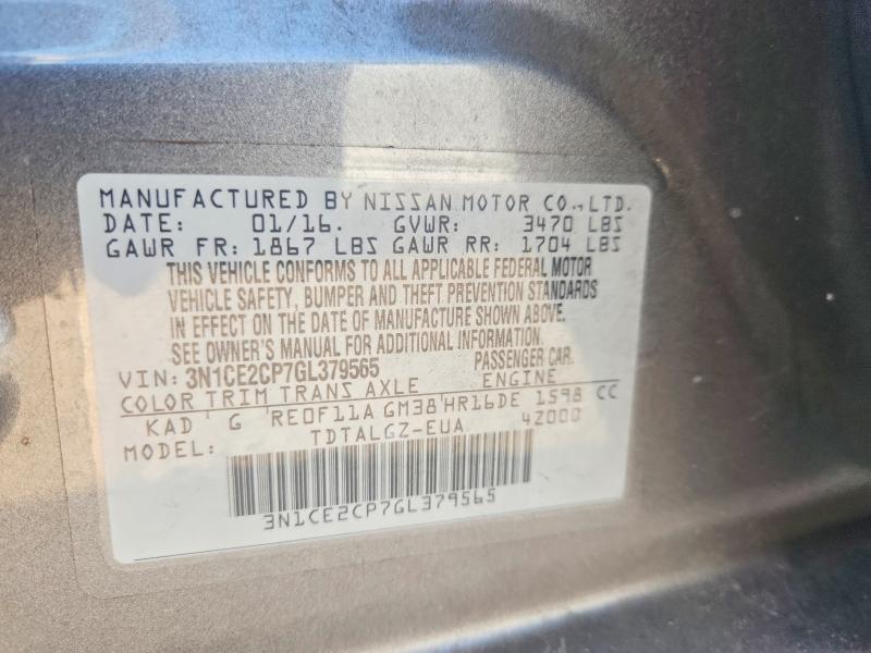 Aukcja sprzedaży 2016 Nissan Versa Note, vin: 3N1CE2CP7GL379565, numer aukcji: 63948006