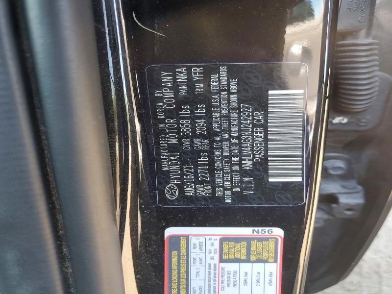 65479396 :رقم المزاد ، KMHLM4AG3NU242927 vin ، 2022 Hyundai Elantra مزاد بيع