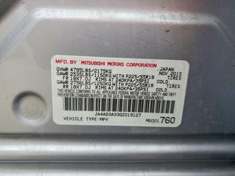 2016 Mitsubishi Outlander მანქანა იყიდება აუქციონზე, vin: JA4AD3A33GZ019127, აუქციონის ნომერი: 65353526