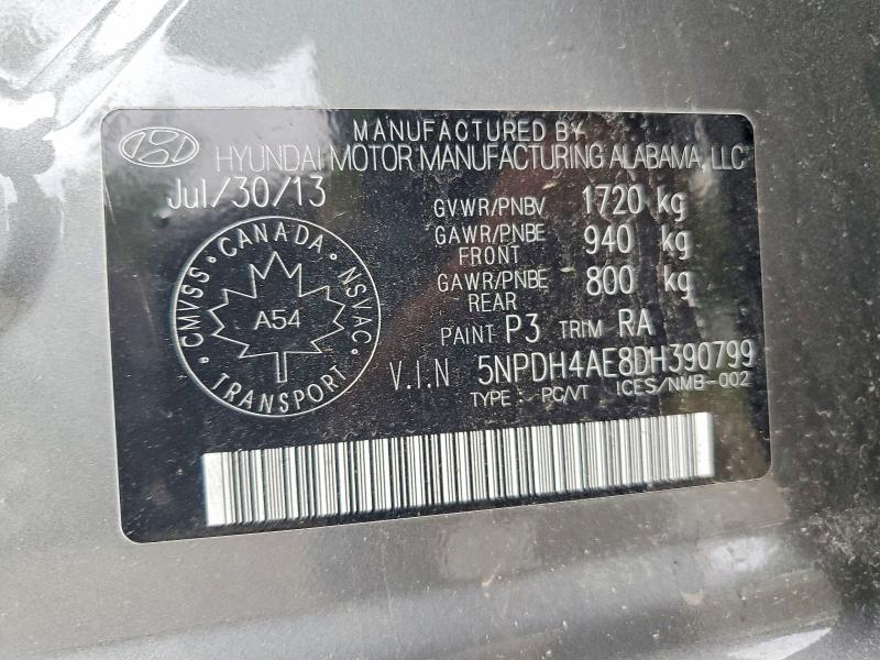 Aukcja sprzedaży 2013 Hyundai Elantra, vin: 5NPDH4AE8DH390799, numer aukcji: 65924056