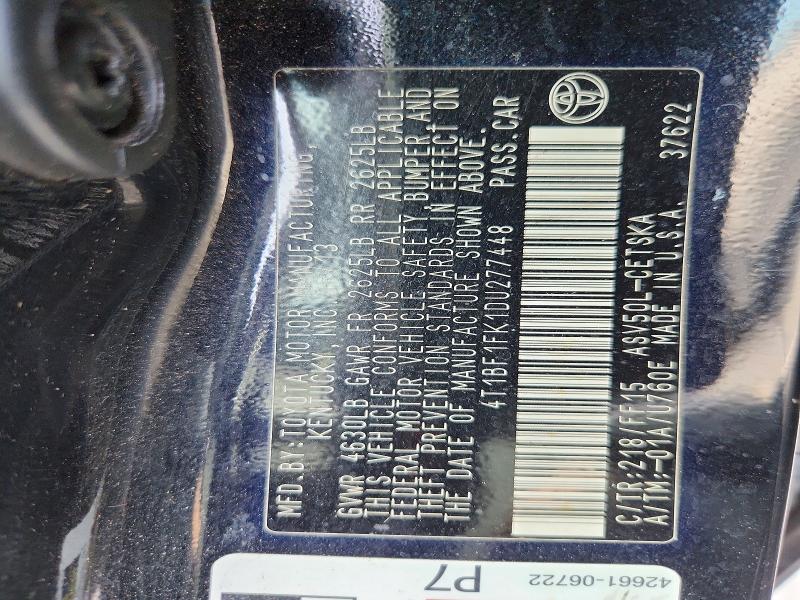 Продаж на аукціоні авто 2013 Toyota Camry, vin: 4T1BF1FK1DU277448, номер лоту: 65042936