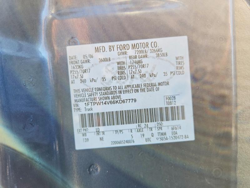 Aukcja sprzedaży 2006 Ford F150, vin: 1FTPW14V66KD67779, numer aukcji: 65600396