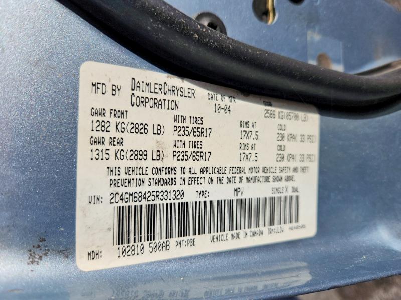Продажа на аукционе авто 2005 Chrysler Pacifica, vin: 2C4GM68425R331320, номер лота: 66220116