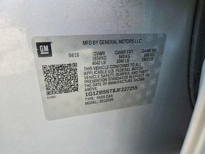 Aukcja sprzedaży 2018 Chevrolet Malibu, vin: 1G1ZB5ST8JF227255, numer aukcji: 66525936