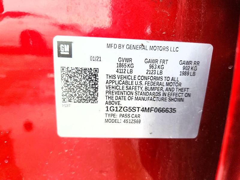 Продажа на аукционе авто 2021 Chevrolet Malibu, vin: 1G1ZG5ST4MF066635, номер лота: 63879466