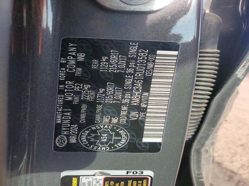 63871106 :رقم المزاد ، KM8HC3A61RU013582 vin ، 2024 Hyundai Kona مزاد بيع