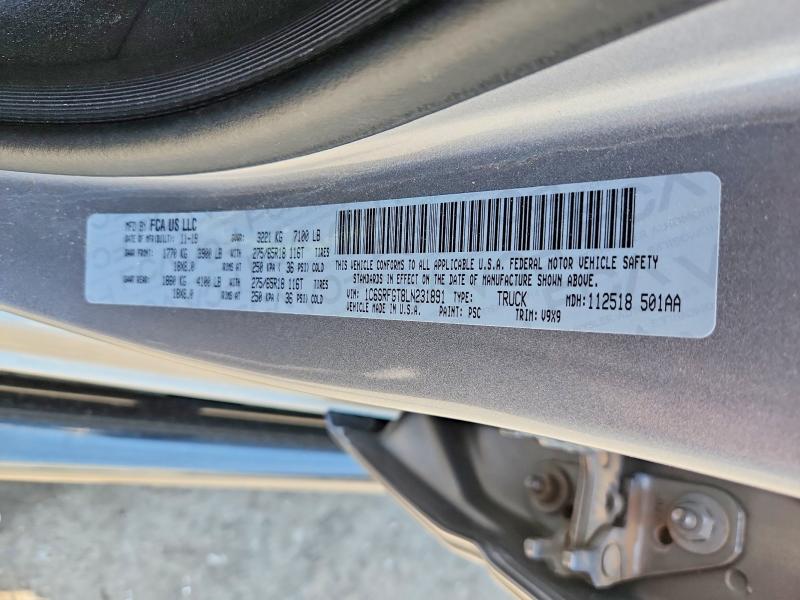64139766 :رقم المزاد ، 1C6SRFGT8LN231891 vin ، 2020 Ram 1500 مزاد بيع