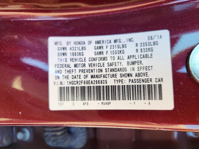 2014 Honda Accord მანქანა იყიდება აუქციონზე, vin: 1HGCR2F88EA296805, აუქციონის ნომერი: 66124556
