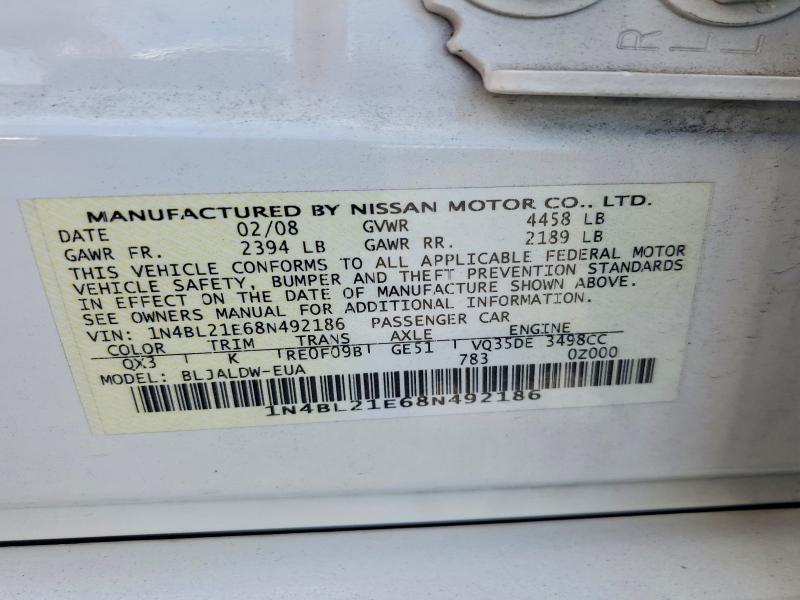 66520466 :رقم المزاد ، 1N4BL21E68N492186 vin ، 2008 Nissan Altima مزاد بيع