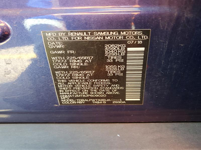 2018 Nissan Rogue მანქანა იყიდება აუქციონზე, vin: KNMAT2MT8JP609020, აუქციონის ნომერი: 66389556