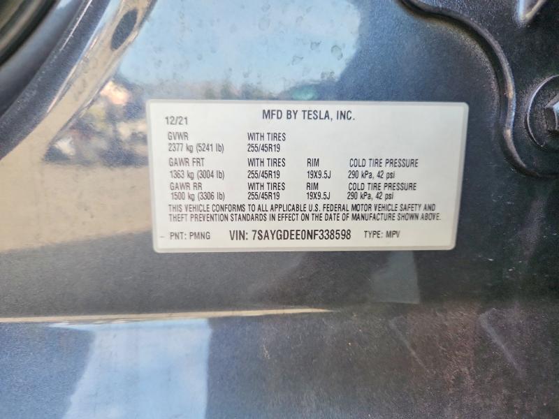 Aukcja sprzedaży 2022 Tesla Model Y, vin: 7SAYGDEE0NF338598, numer aukcji: 65055446