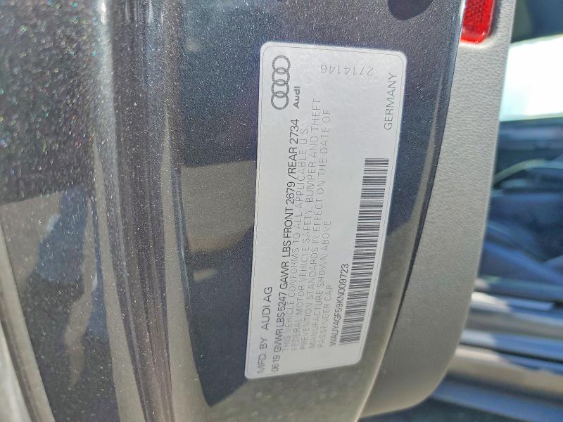 2019 Audi S5 მანქანა იყიდება აუქციონზე, vin: WAUY4GF59KN009723, აუქციონის ნომერი: 62685046