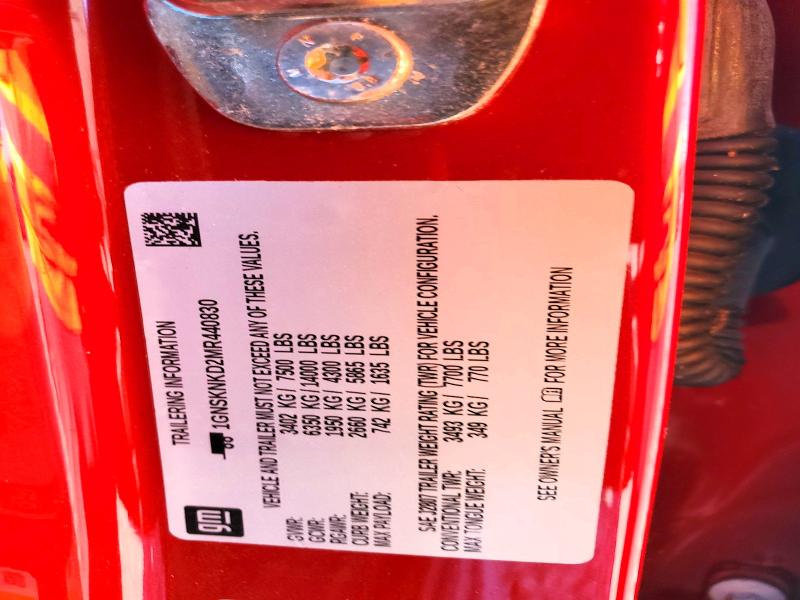 Aukcja sprzedaży 2021 Chevrolet Tahoe, vin: 1GNSKNKD2MR440830, numer aukcji: 66438056