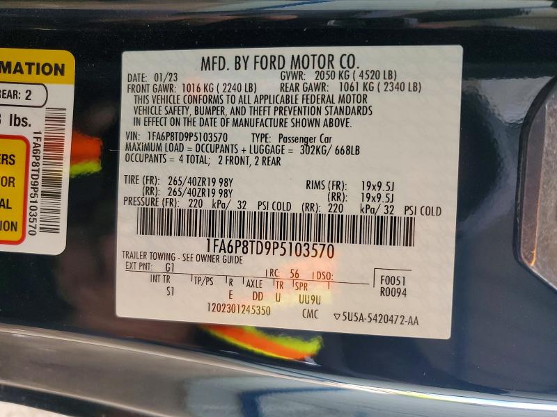 Aukcja sprzedaży 2023 Ford Mustang, vin: 1FA6P8TD9P5103570, numer aukcji: 65880986