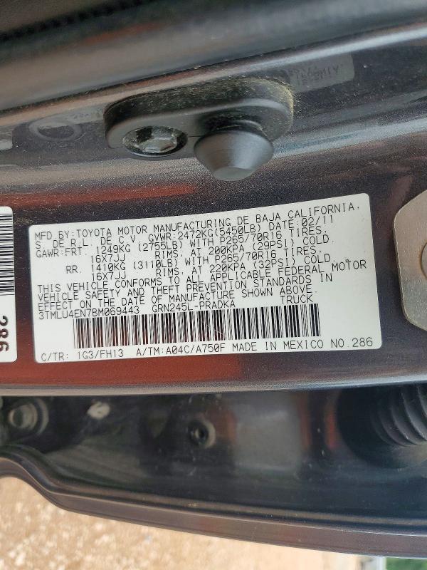 63892126 :رقم المزاد ، 3TMLU4EN7BM069443 vin ، 2011 Toyota Tacoma مزاد بيع