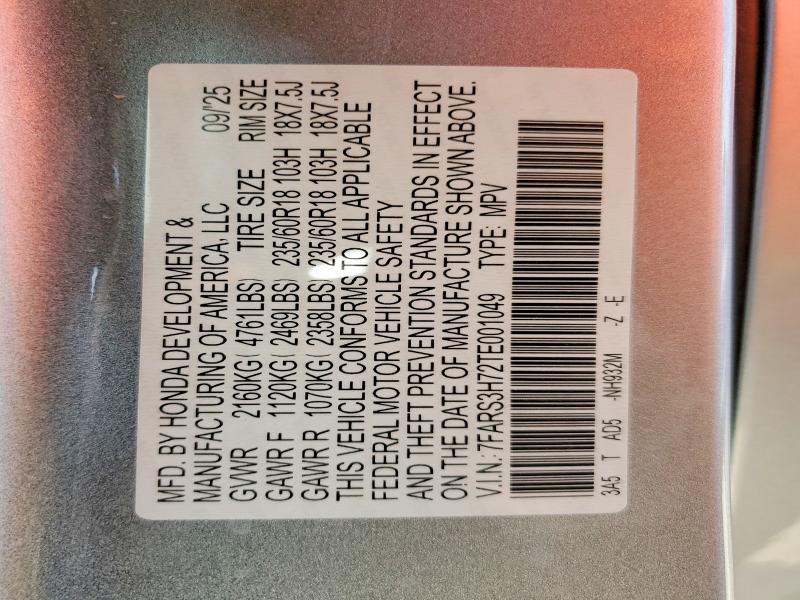 65300406 :رقم المزاد ، 7FARS3H72TE001049 vin ، 2026 Honda Cr-v مزاد بيع