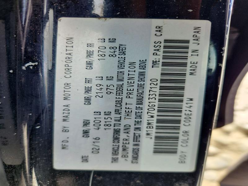 64975816 :رقم المزاد ، JM1BM1W70G1337120 vin ، 2016 Mazda 3 مزاد بيع