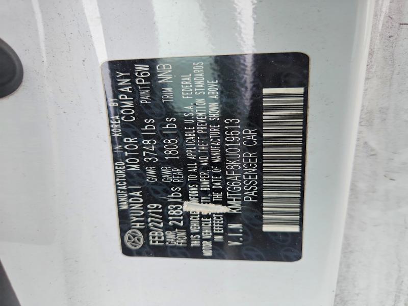Aukcja sprzedaży 2019 Hyundai Veloster, vin: KMHTG6AF8KU019613, numer aukcji: 64925466