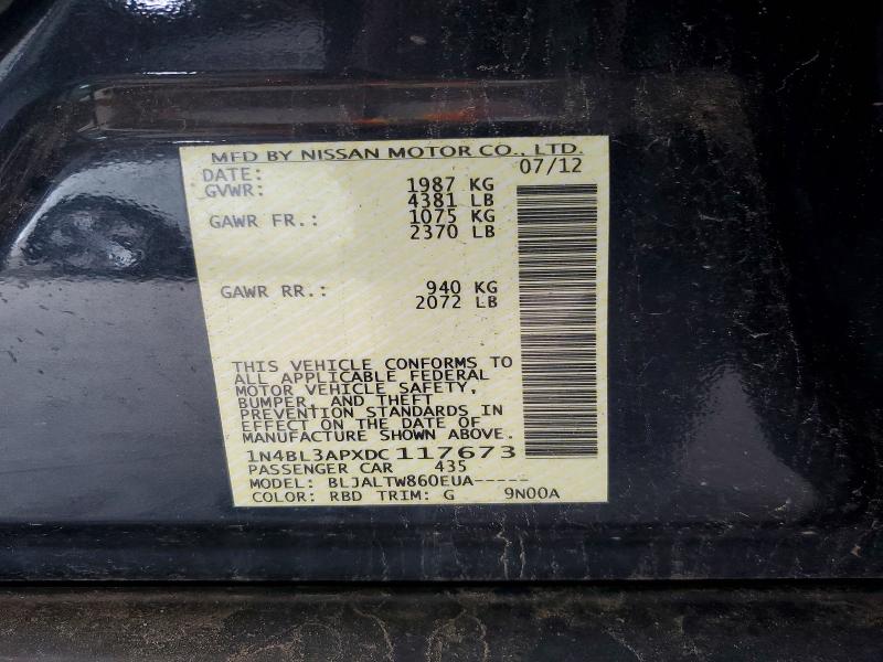 65176616 :رقم المزاد ، 1N4BL3APXDC117673 vin ، 2013 Nissan Altima مزاد بيع
