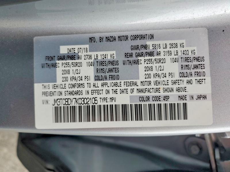 Продажа на аукционе авто 2019 Mazda Cx-9, vin: JM3TCBDY7K0302105, номер лота: 65194876