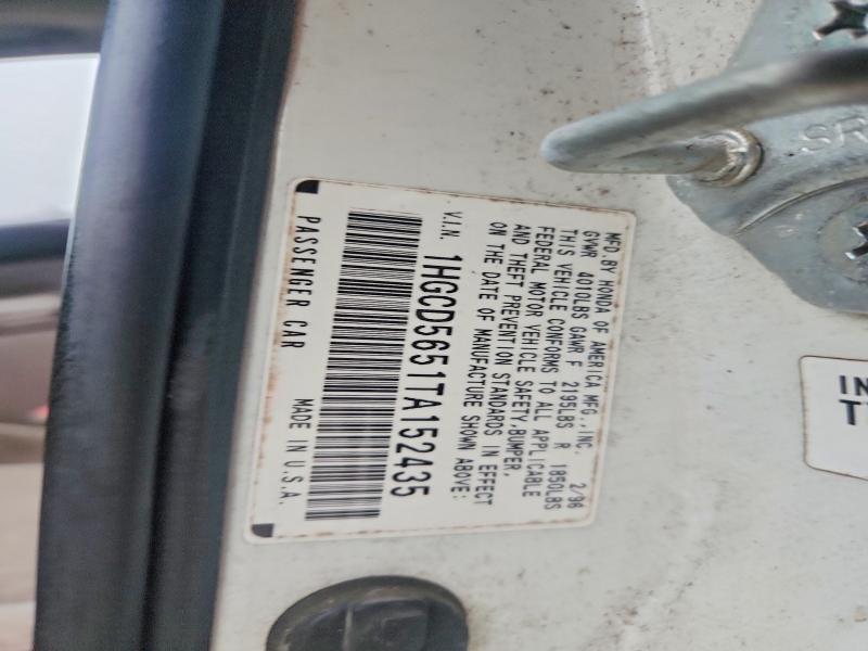 65551906 :رقم المزاد ، 1HGCD5651TA152435 vin ، 1996 Honda Accord مزاد بيع
