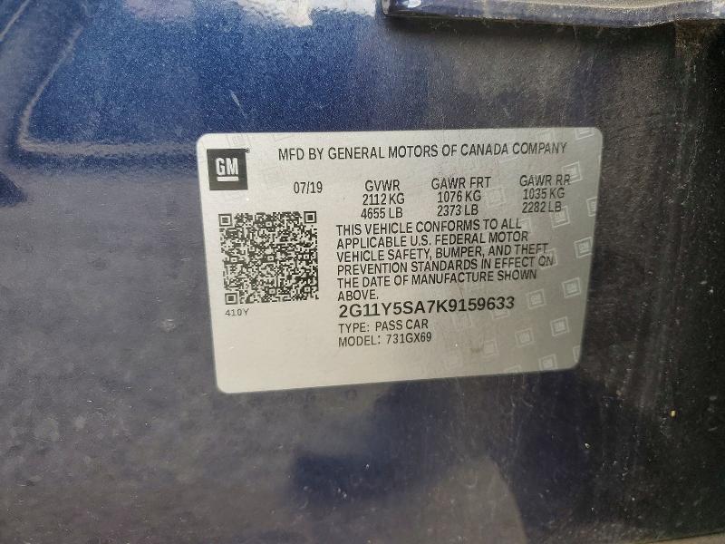 Продажа на аукционе авто 2019 Chevrolet Impala, vin: 2G11Y5SA7K9159633, номер лота: 66795396