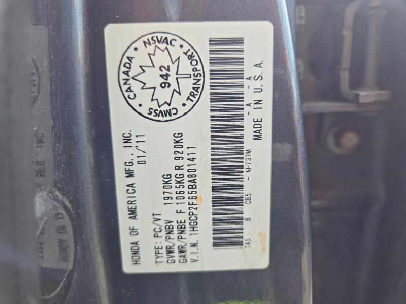 Продаж на аукціоні авто 2011 Honda Accord, vin: 1HGCP2F65BA801411, номер лоту: 66374636