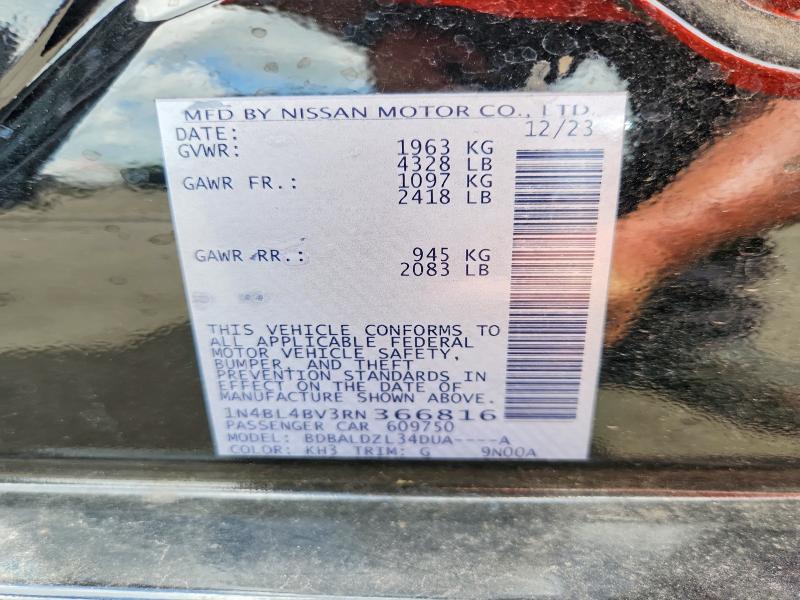 Продажа на аукционе авто 2024 Nissan Altima, vin: 1N4BL4BV3RN366816, номер лота: 64190616