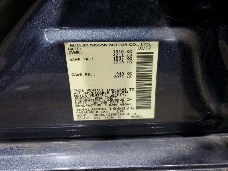 2013 Nissan Altima მანქანა იყიდება აუქციონზე, vin: 1N4AL3AP8DC166026, აუქციონის ნომერი: 67089066