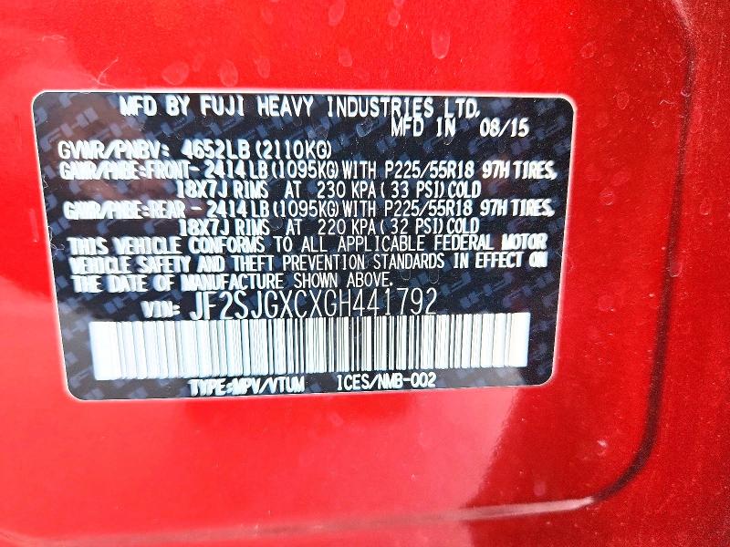 Продажа на аукционе авто 2016 Subaru Forester, vin: JF2SJGXCXGH441792, номер лота: 66313806