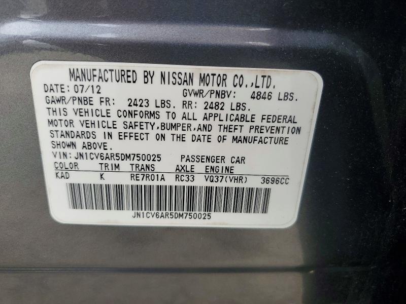 66138476 :رقم المزاد ، JN1CV6AR5DM750025 vin ، 2013 Infiniti G37 Sedan مزاد بيع