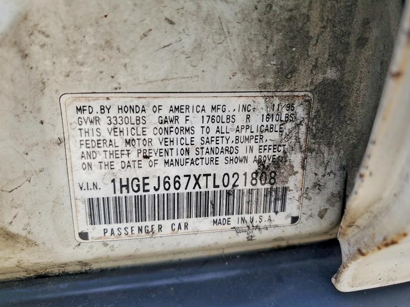 1996 Honda Civic მანქანა იყიდება აუქციონზე, vin: 1HGEJ667XTL021808, აუქციონის ნომერი: 66356926