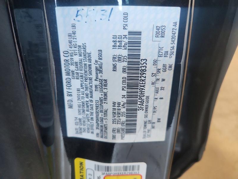 Продаж на аукціоні авто 2014 Ford Fusion, vin: 3FA6P0H9XER298353, номер лоту: 66267226