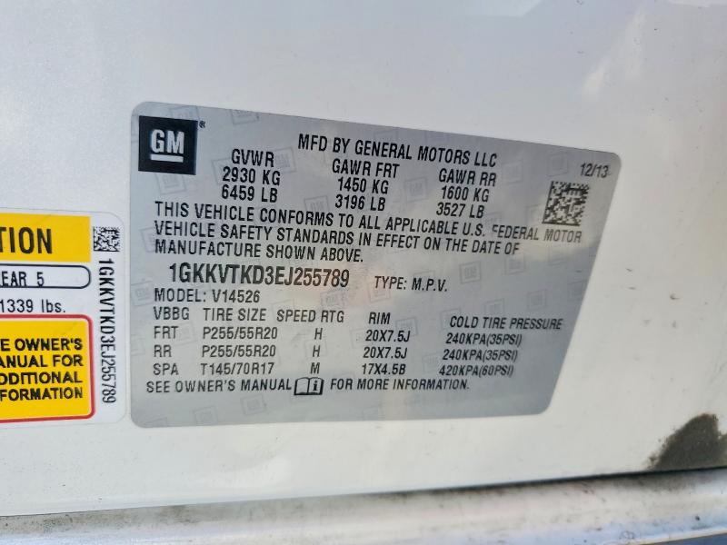2014 Gmc Acadia მანქანა იყიდება აუქციონზე, vin: 1GKKVTKD3EJ255789, აუქციონის ნომერი: 63877796