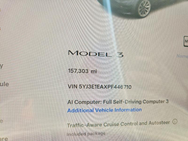 2023 Tesla Model 3 მანქანა იყიდება აუქციონზე, vin: 5YJ3E1EAXPF446710, აუქციონის ნომერი: 63591366