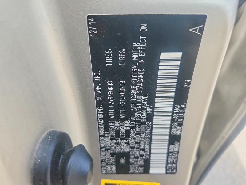 64371046 :رقم المزاد ، 5TDJKRFH0FS114232 vin ، 2015 Toyota Highlander مزاد بيع