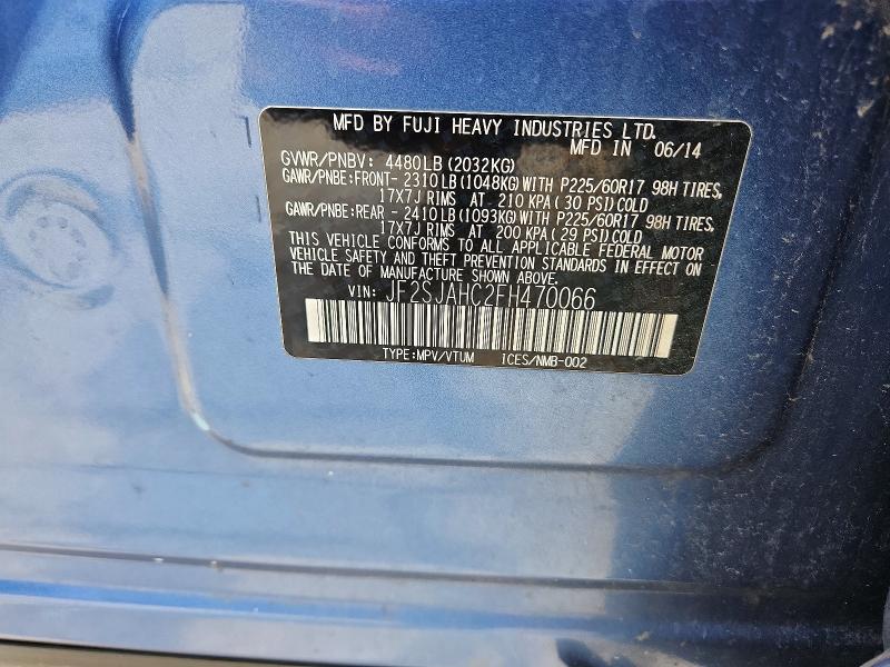 63440856 :رقم المزاد ، JF2SJAHC2FH470066 vin ، 2015 Subaru Forester مزاد بيع