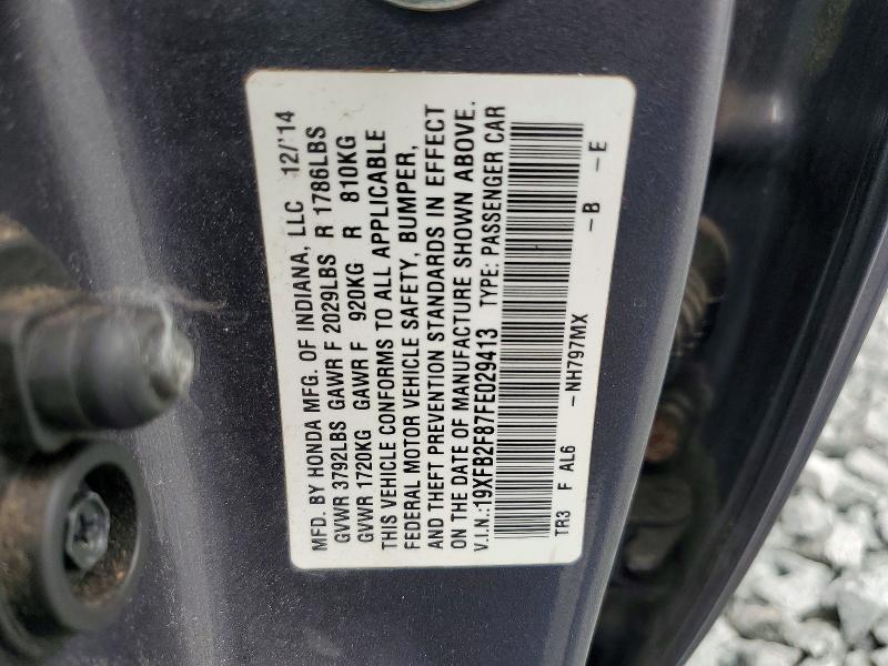 Aukcja sprzedaży 2015 Honda Civic, vin: 19XFB2F87FE029413, numer aukcji: 64437986