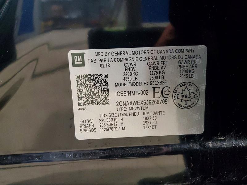 57554326 :رقم المزاد ، 2GNAXWEX5J6266705 vin ، 2018 Chevrolet Equinox مزاد بيع